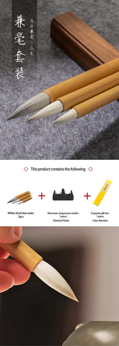 Flmouce Chinese Calligraphy Brush Set for Writing, Drawing, Ink Brushes, Japanese Kanji Sumi Brush Pen (JianSeries 3pcs)