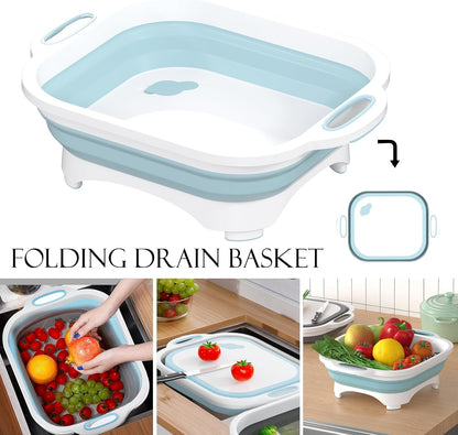 HI NINGER Collapsible Cutting Board, Foldable Chopping Board, Space Saving 2 in 1 Storage Basket for
