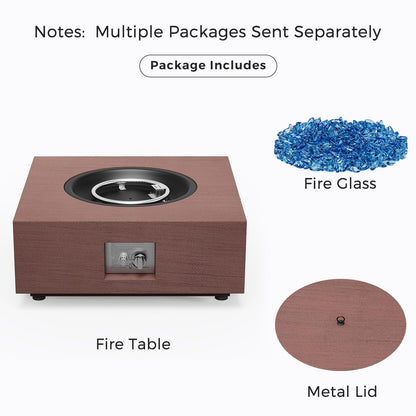 Jocoevol 28 Inch Fire Pit Table Propane Fire Pit 40,000btu Gas Fire Pits for Outdoor Outside Patio with Burner Lid, Glass Rocks