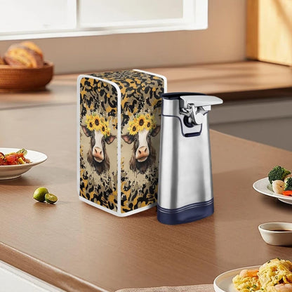 Foldable Electric Can Opener Cover, Sunflower Brown Cow, Dust Covers for Home Decor, Electric Kitchen Appliance