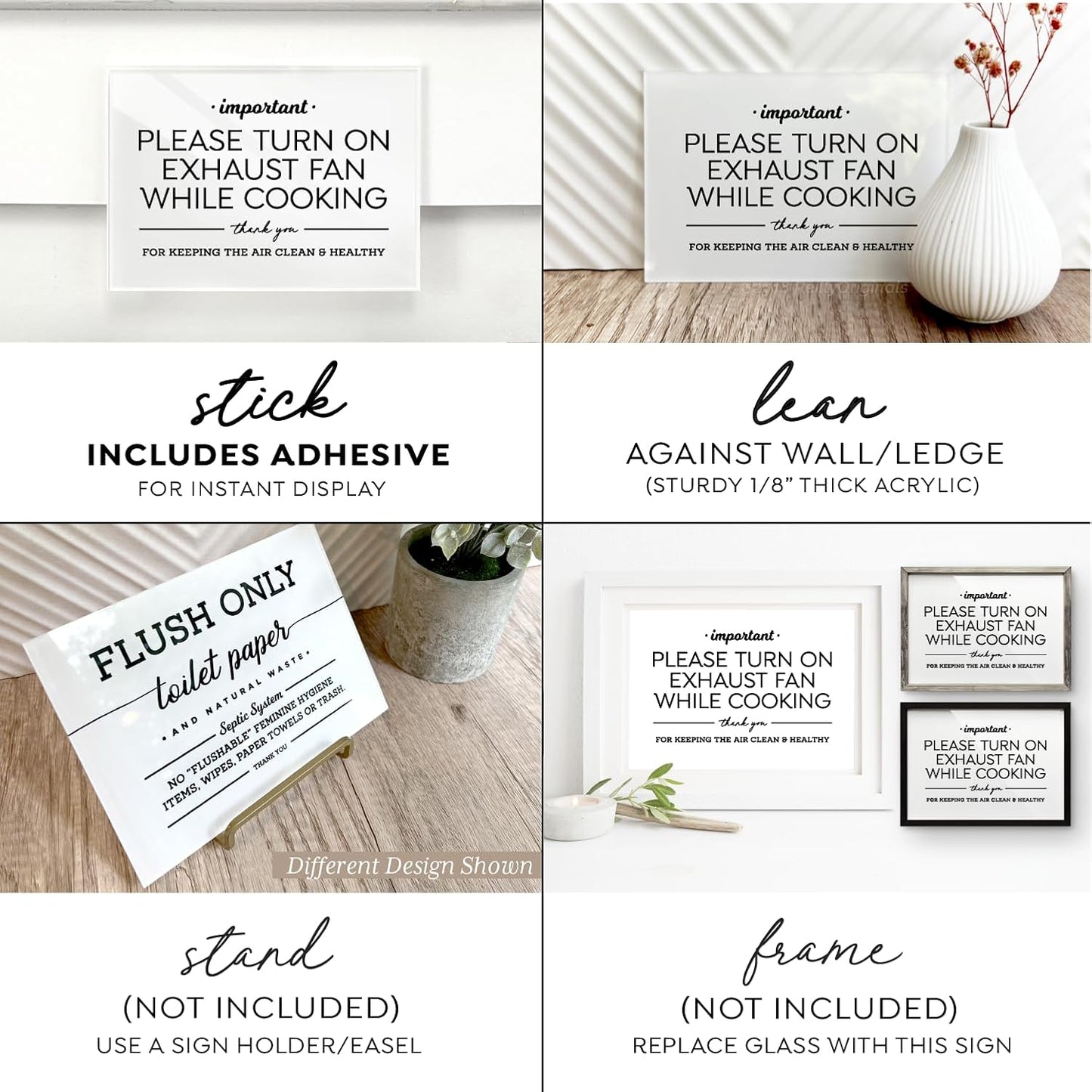 4x6 Inches, Please Turn Exhaust Fan On While Cooking ~ Designer Sign ~ Premium Finish, Durable