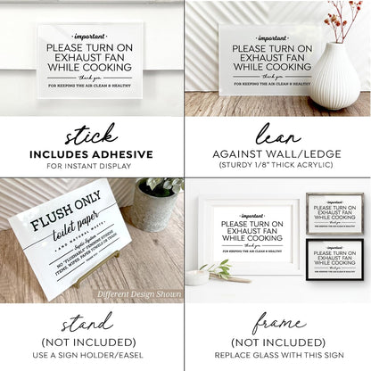 4x6 Inches, Please Turn Exhaust Fan On While Cooking ~ Designer Sign ~ Premium Finish, Durable