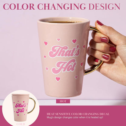 Paris Hilton Electric Mug Warmer Set, 14-Ounce Ceramic Mug with Lid, Heat Sensitive Color Changing Design
