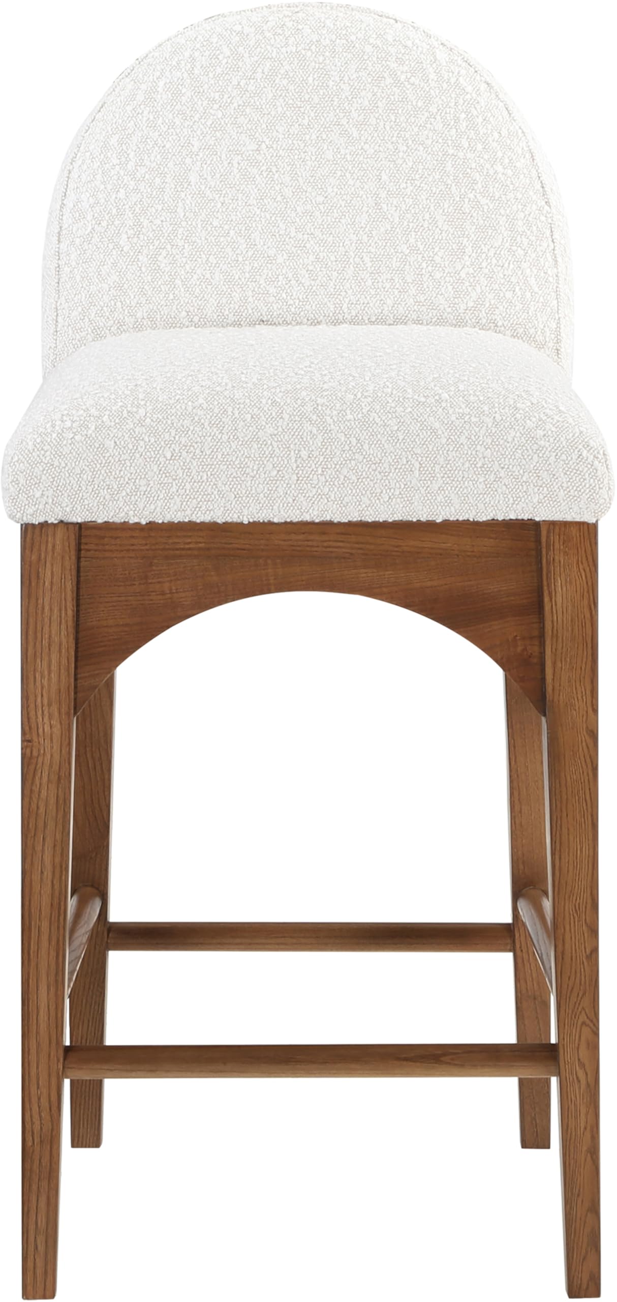 Meridian Furniture 399Cream-C Waldorf Collection Art Deco Stool with Rich Cream Boucle Fabric, Solid Ash Wood, Walnut Brown Finish, Counter Height Stool, 18" W x 20" D x 37" H, Cream
