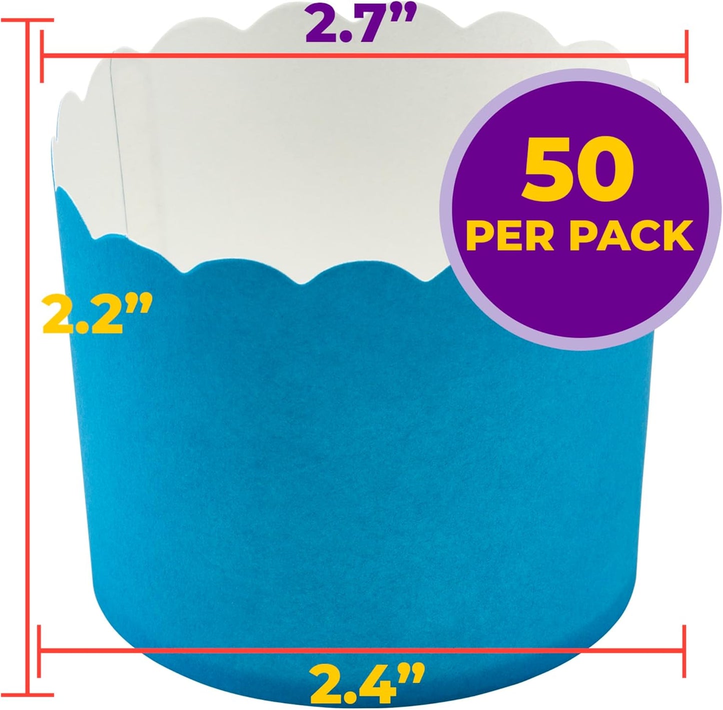 DecoPac Blue Scalloped Baking Cups, 50 Count, Perfect for Delicious Cupcakes, Oven Safe Cases
