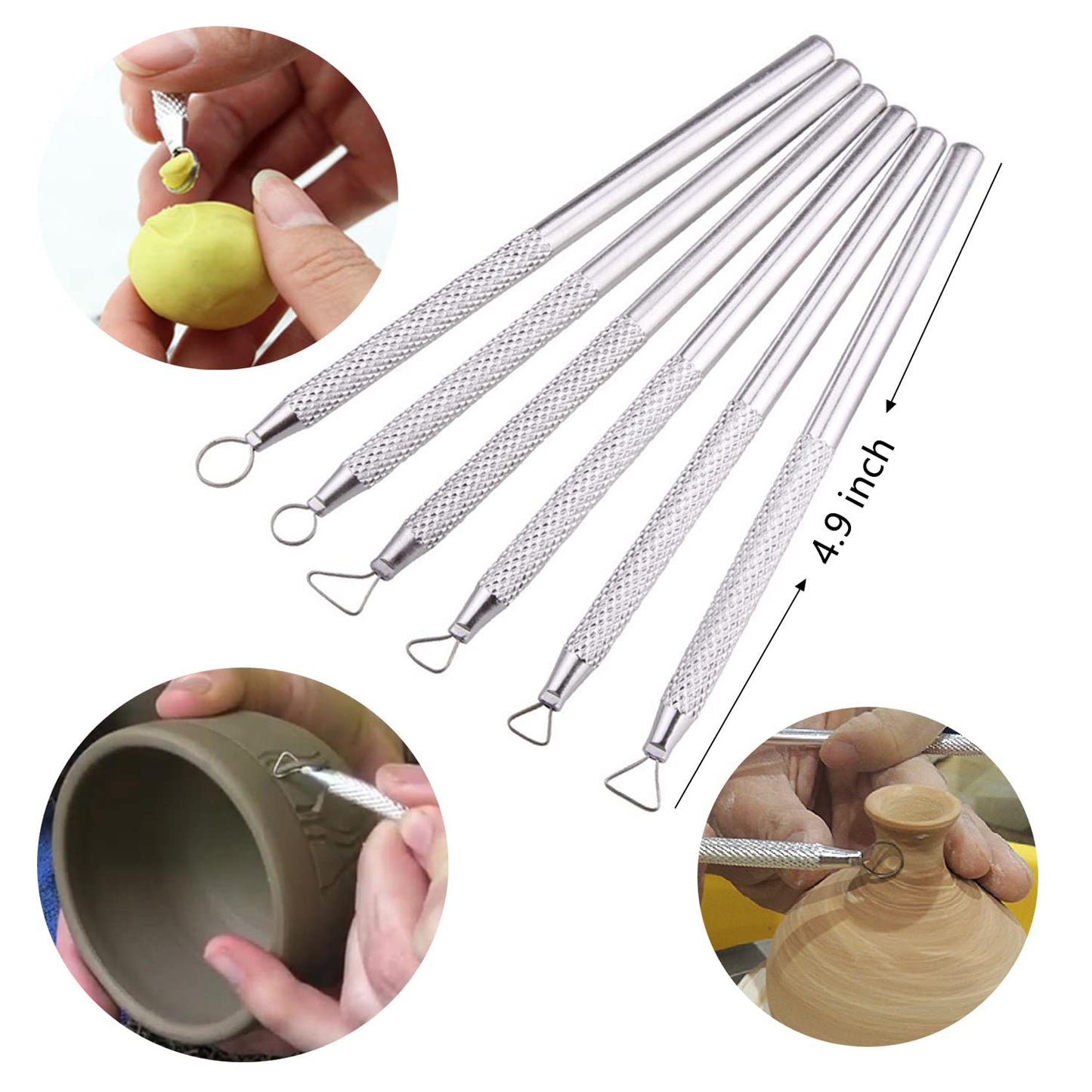 Artzuvs 14Pcs Ceramic Pottery Clay Ribbon Sculpting Tools Kit Wire Texture and Needle Detail Tool with Plastic Box for Carving, Modeling,Sculpture,Trimming