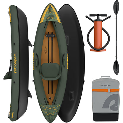 Retrospec Coaster Single & Tandem Inflatable Kayak for Adults - Blow Up Kayak, 220 & 440lb Capacity, Portable Lightweight Kayak with Paddle, Pump & Carry Bag