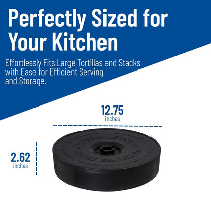 Carlisle FoodService Products Jumbo Server Tortilla Server with Insulated Lid for Kitchens, Restaurants, Catering, Plastic, 12.75 X 2.625 Inches, Black