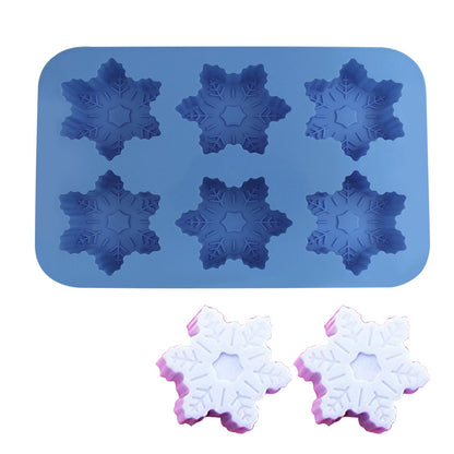 Silicone Snowflake Molds, FineGood 2 Pack Cake Pans Cookie Trays Handmade Soap Making Moulds, Also for Chocolate Pudding Jelly Muffin Cups Kitchen Baking Decoration, 6-Cavity - Blue, Purple