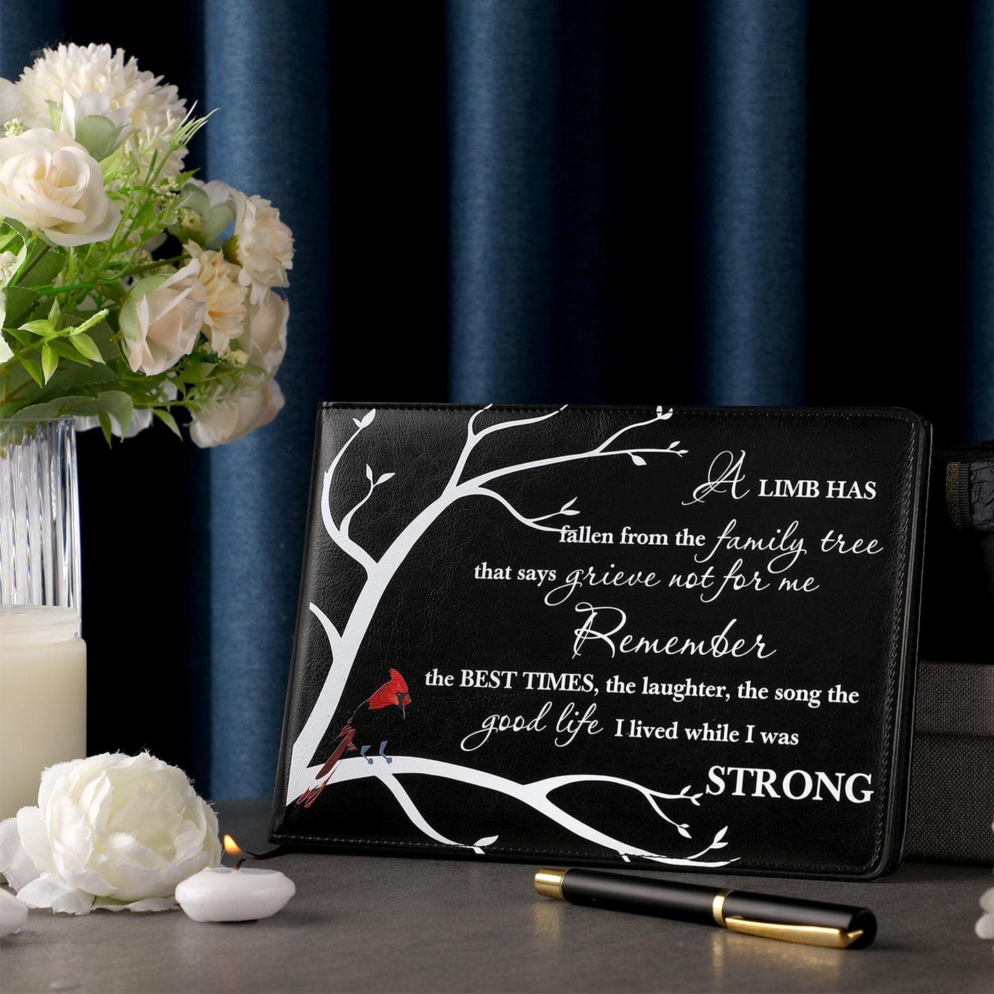 Yingzhao Funeral Guest Book for Memorial Service in Loving Memory Guest Book with Pen 144 Pages Cardinal Celebration of Life Party Supplies Funeral Sign in Books for Guests
