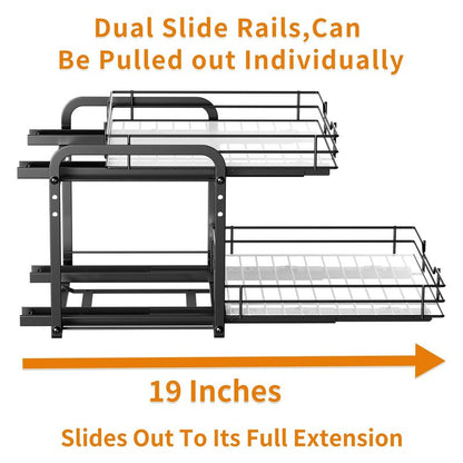 RCHYFEED Spice Rack Organizer for Cabinet, 2 Tier Slide out Spice Organization for Inside Cabinets & Pantry, Heavy Duty Adjustable Metal Spice Racks for Seasoning Organizer (13.5" Wx10.5 Dx9.5 H)