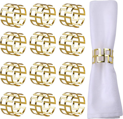LogHog Delicate Christmas Gold Napkin Rings - Set of 12, Ideal Table Setting Napkin Buckles for Christmas, Thanksgiving