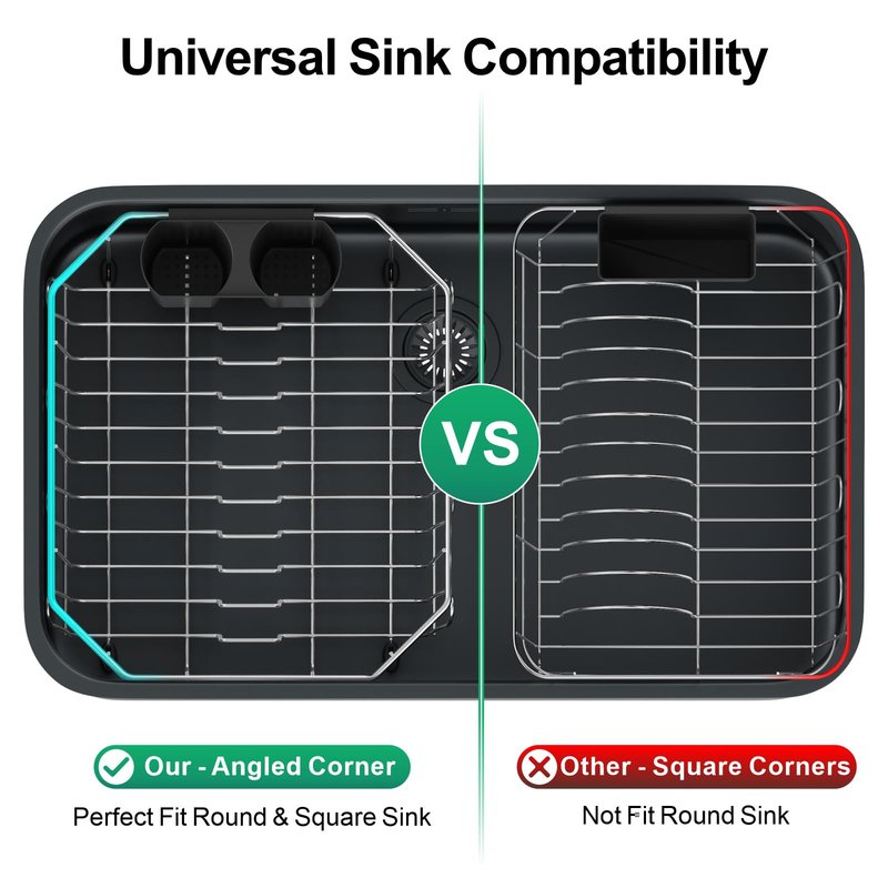 GSlife Small in Sink Dish Drying Rack - Stainless Steel Compact Dish Drainer for RV Kitchen Apartment Sink, Rust Resistant Inside Sink Rack, 1–2 Person Households, 11.6" W x 13.4" L, Silver