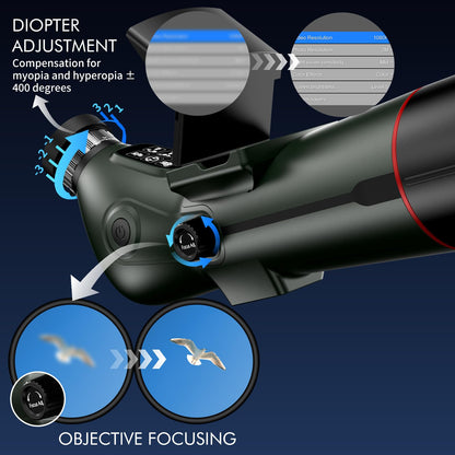 Smart Telescope Digital Spotting Scope with Tripod Electronic 78mm Large Objective Lens 2.8'' Extended Screen for Stargazing,Bird Watching,Hiking,Wildlife Viewing,32GB SD Card Carrying Bag