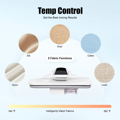 Intelligent Steam Press for Clothes, 1600W Digital Steam Press with 5 Fabric Settings and Overheating Protection, 35.8" Large Ironing Area w/Touch Screen & Voice Prompts for Sheets, etc