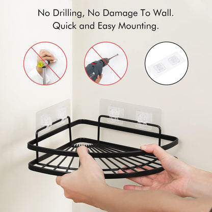 KES Shower Caddy Corner, Self-Adhesive Stainless Steel Shower Organizer, Matte Black 2 Pack
