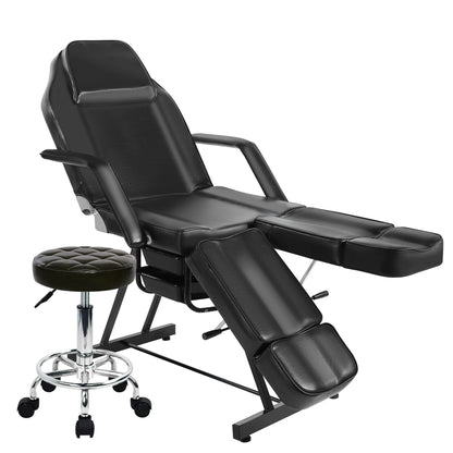 Tattoo Chair for Client, Facial Bed for Esthetician with Hydraulic Stool, Adjustable Massage Table with Split Legs Design, Professional Tilting Beauty Lash Spa Artist Salon Waxing Barber Equipment