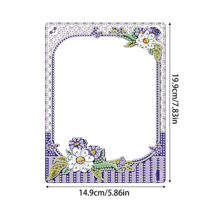 antor 5D Diamond Painting Kit Photo Frames with Stand Purple, Diamond Art Photo Frame Kits Desktop, 5D Special Shape Crystal Rhinestones Diamond Art Kits for Living Room Office Table Christmas Decor