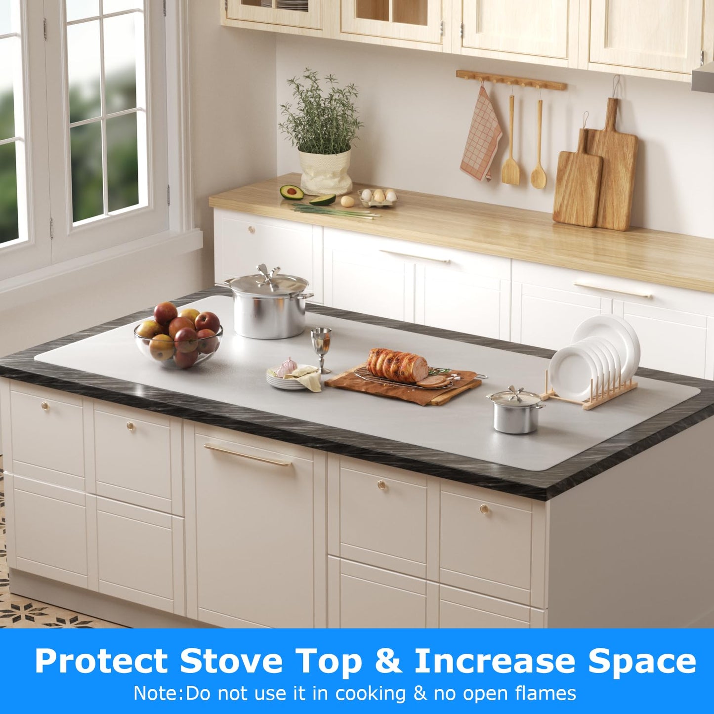 YOFUGA Silicone Mats for Kitchen Counter 47.2"x23.6"x0.08”, Largest Heat Resistant Mats for Countertop, Kitchen Island Silicone Protector Placemats Nonslip Extra Large Counter Mat (Translucent)