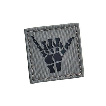 Shaka Hang Loose Skeleton Bones Compatible with Velcro, Surfer Funny Morale Laser-Cut Patches for Backpacks, Caps, Plate-Carrier (Ranger Green Solid Black)