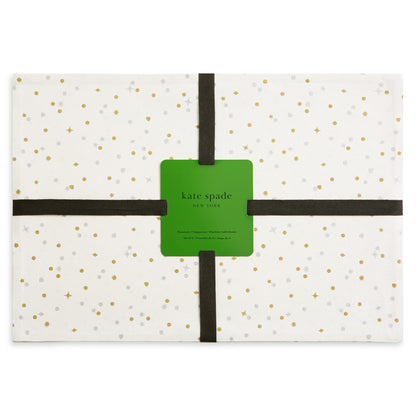 kate spade new york Celebration Confetti Dot Holiday Reversible Placemats 4-Pack Set, 100% Cotton with Metallic Print, Machine Washable, Ivory/Gold/Silver, 13"x19"