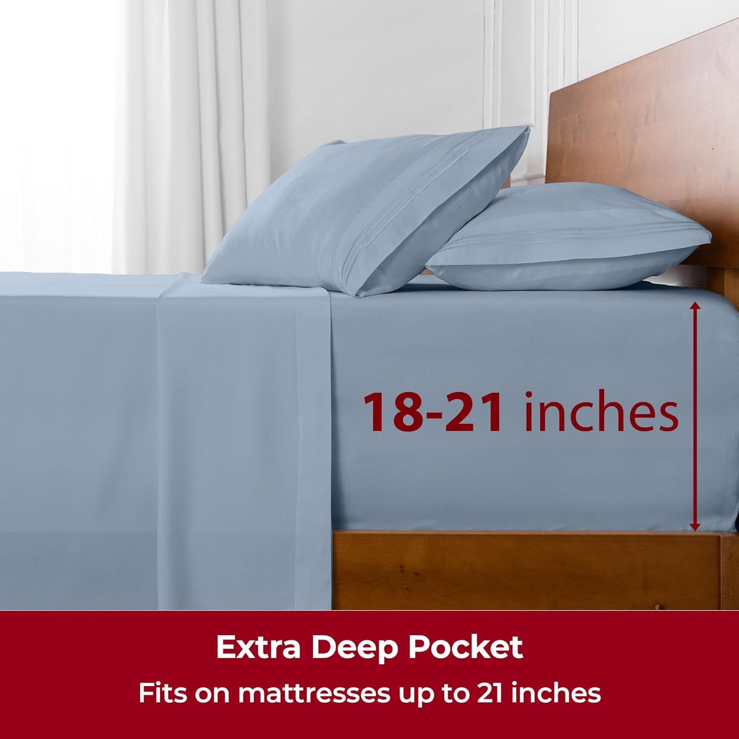 Mellanni Extra Deep Twin XL Sheets - Luxury Cooling Bedding Set - Ultra Soft, Wrinkle & Stain Resistant (Twin Extra Long, Blue Hydrangea)