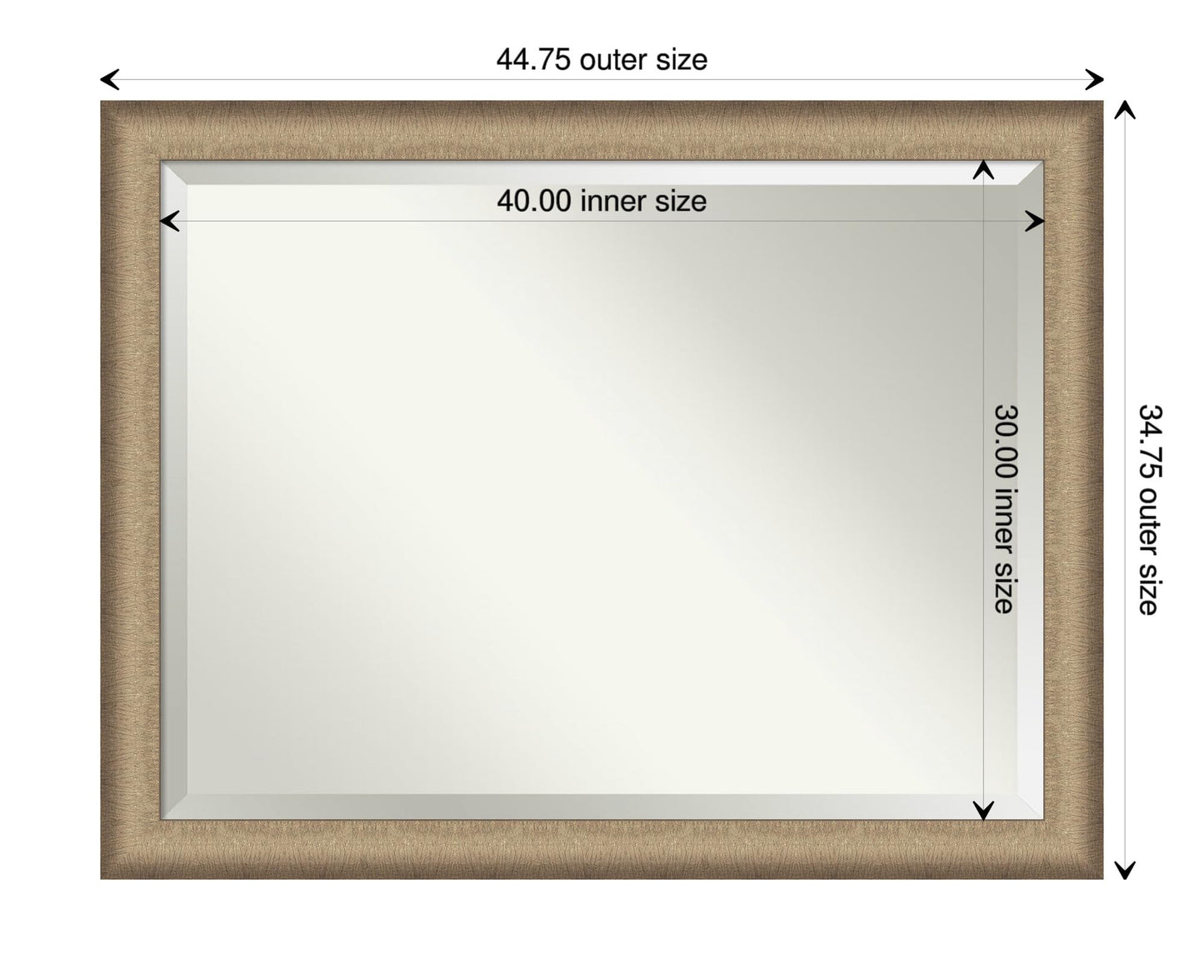 Amanti Art Bronze Wall Mirror 35x45 Elegant Brushed Bronze Rectangle Bathroom Mirror for Wall Decor Living Room, X-Large Casual Frame, Hangs Horizonally and Vertically, Bathroom Decor, Beveled Edge