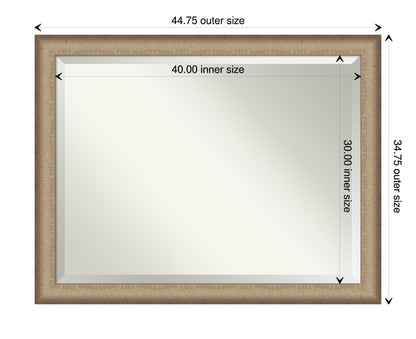 Amanti Art Bronze Wall Mirror 35x45 Elegant Brushed Bronze Rectangle Bathroom Mirror for Wall Decor Living Room, X-Large Casual Frame, Hangs Horizonally and Vertically, Bathroom Decor, Beveled Edge