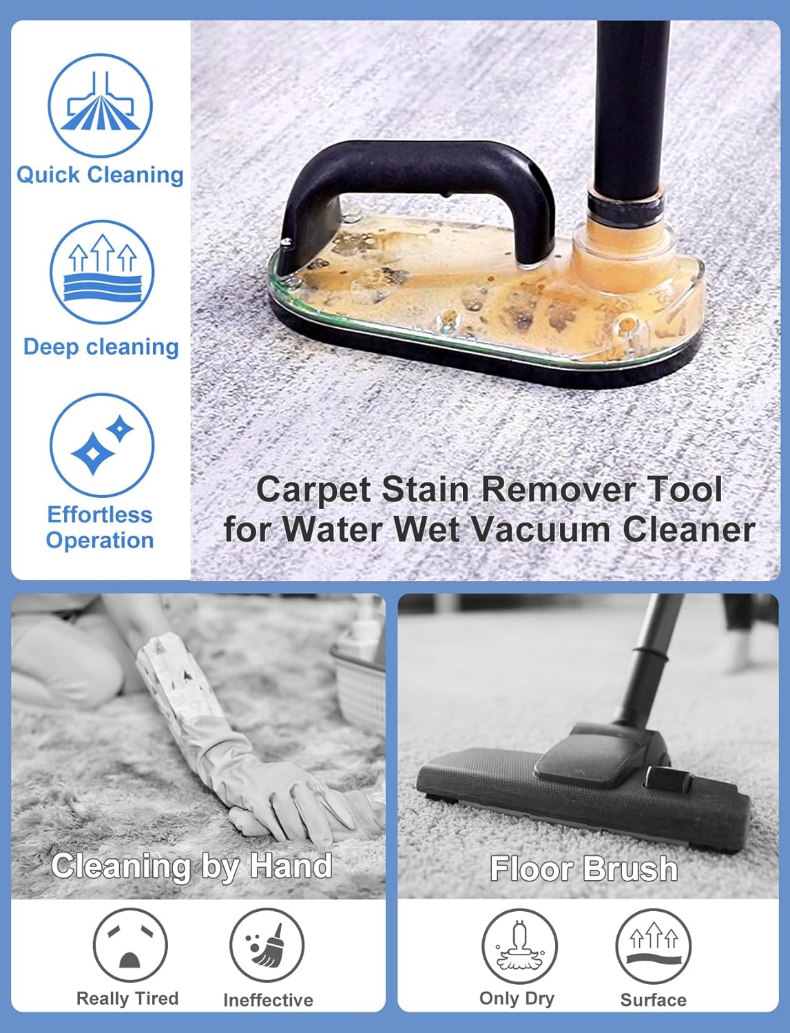 Sub Surface Carpet Extraction Tools Attachments - Water Wet Extractor Vacuum Cleaners, Pet Stain Remover