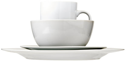 Amazon Basics 16-Piece Porcelain Dinnerware Set, Microwave and Dishwasher Safe, Service for 4, Plates, Bowls and Mugs, White