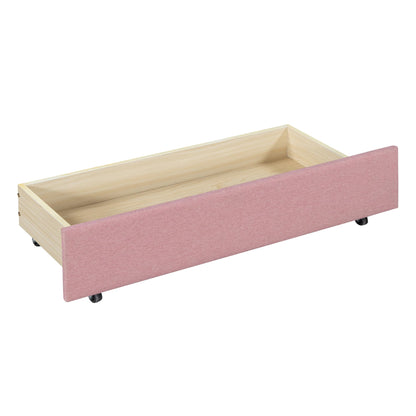 Merax Upholstered Daybed with 2 Storage Drawers, Full Size Sofa Bed Frame, No Box Spring Needed, Linen Fabric, Pink