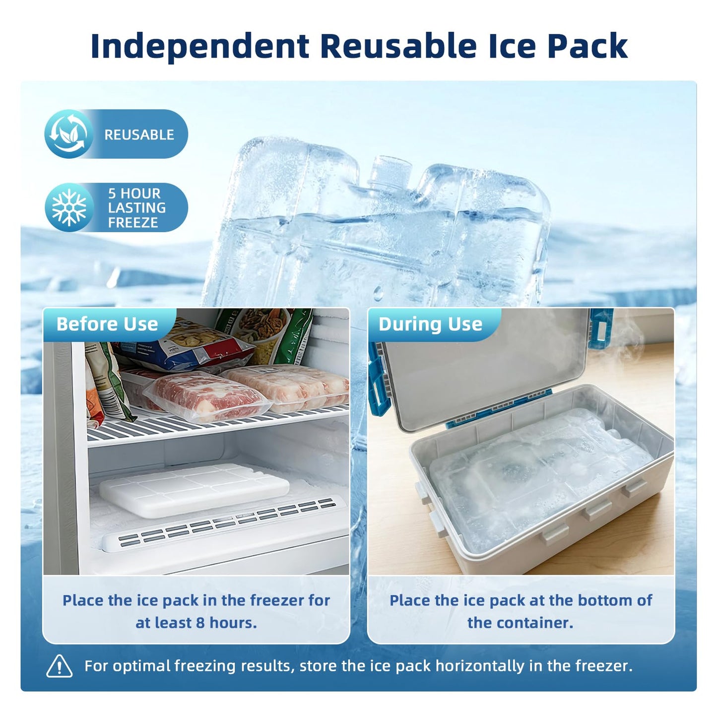 Chilled Snack Box Container with Ice Pack, Portable Travel Food Containers with Lids, Keep Cheese and Fruits Remained Fresh for Hours, Divided Serving Tray for Family Road Trip Beach Picnic(White)