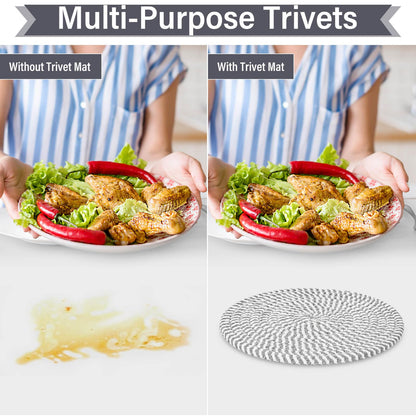 Billbotk 10" Trivets for Hot Dishes, Hot pots and Pans, Set of 6, Heat Resistant Pot Holders for Kitchen, Hot Pads for Countertops