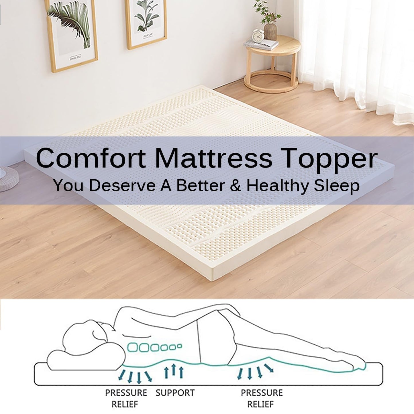 Premium Natural Latex Mattress Topper, 7.5cm Thick, Portable Folding Mattress for Single, Twin, Full, Queen, King Sizes - Japanese Tatami Roll Mat for Dormitory & Home Use, 120x190cm