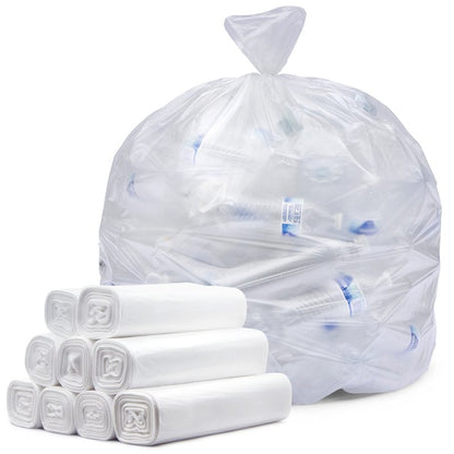 Tasker 64-65 Gallon Clear Trash Bags Heavy Duty, Recycling Bag (Huge 120 Count) 60 Gallon Clear Extra Large Recycling Garbage Bags