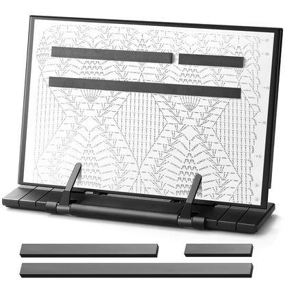 Flutesan Knitting Pattern Holder with 4 Replacement Magnets Knitting Chart Keeper Black Magnetic Cross Stitch Supplies and Accessories Cross Stitch Pattern Holder for Crochet (11.22 x 7.28 Inches)