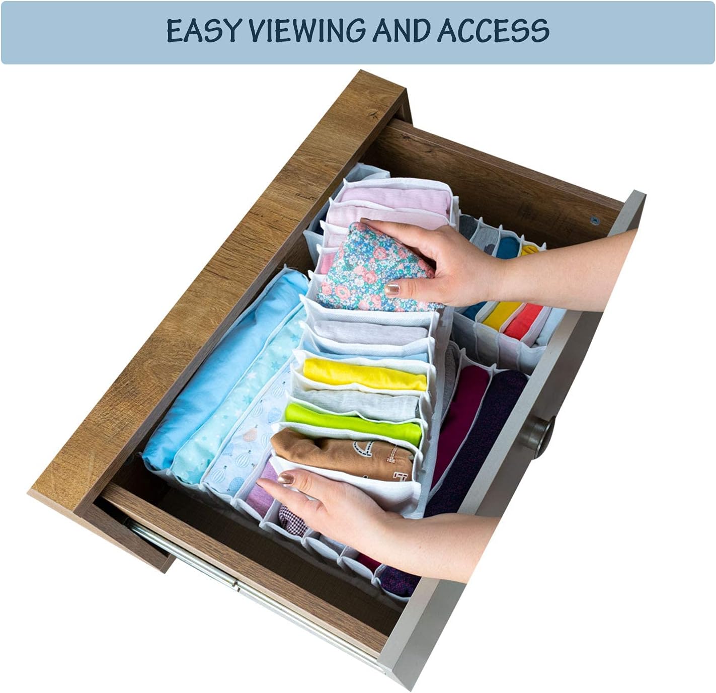 Drawer Organizer for Baby Clothes, Accordion Drawer Dividers Organizers, Storage Box for Onesies, Underwear, Socks, Set