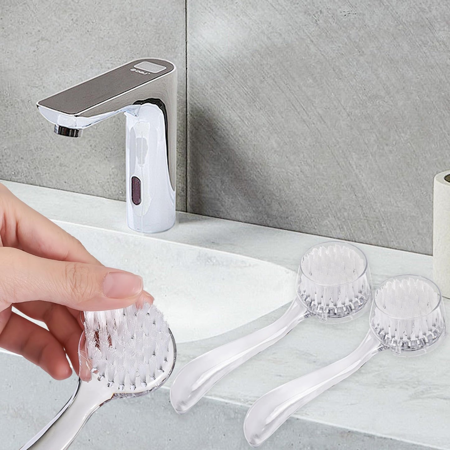 3 Pcs Facial Cleansing Brush, Useekoo Manual Face Brushes for Cleansing and Exfoliating, Face Scrubber to Massage, Deep Pore Exfoliation, Makeup Remove and Skin Care with Soft Bristles
