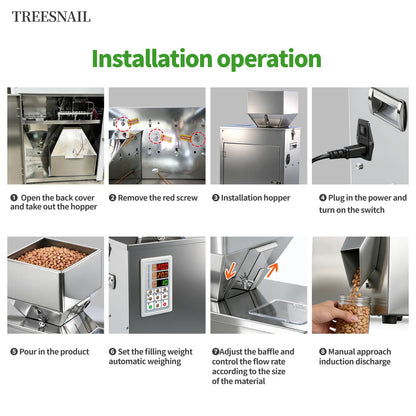 TREESNAIL 5-500g (0.011-1.1lbs) Powder Filling Machine, Automatic Intelligent Particle Weighing & Dispensing Filler for Tea, Coffee, Flour, Spices, Granules, 10-12 Packs/Min, 110V