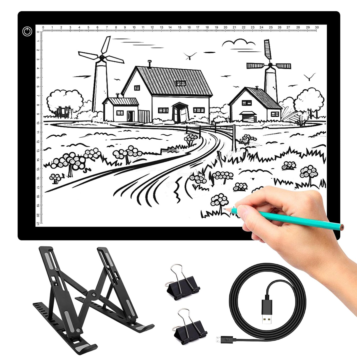 A4 LED Light Pad for Tracing, Adjustable Brightness Drawing Light Board forDiamond Painting, Vinyl Weeding, Sketching & Tattoo Transfer, USB PoweredEye-Care Light Box for Kids & Artists