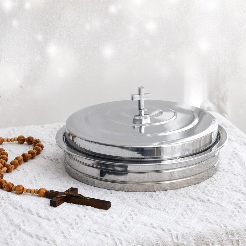 Zhehao 1 Set Holy Communion Trays for Churches with Lid, Churches Cup Fillers, 100 Disposable Communion Cups (Silver)