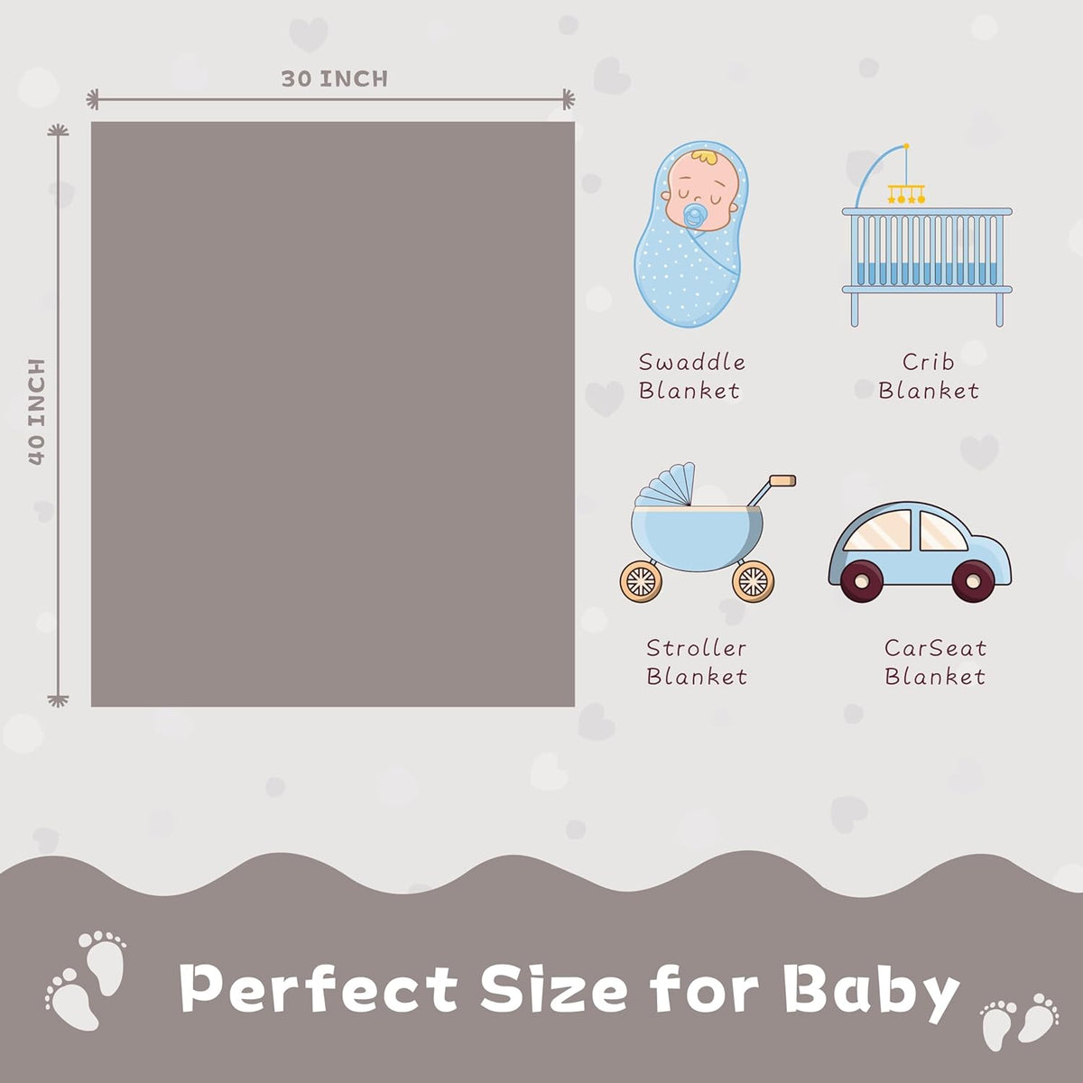 Yurhap Fleece Baby Blanket - Ultra Soft Heart Checkered Design | Cozy 30"x40" Infant Receiving Gift (Oxford Tan)