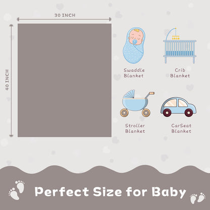 Yurhap Fleece Baby Blanket - Ultra Soft Heart Checkered Design | Cozy 30"x40" Infant Receiving Gift (Oxford Tan)