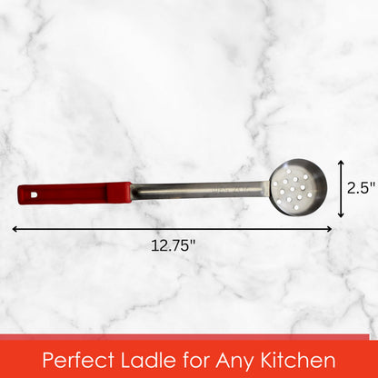 Habanerofire 2 Ounce Slotted Stainless Steel Portion Control Ladle Spoon for Measuring and Serving; Commercial Grade Serving Scoops [Pack of 2]
