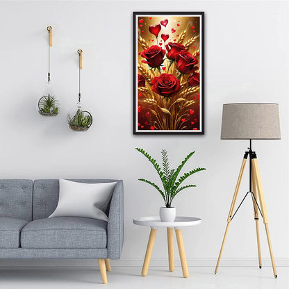 ARTGOTO Large Square Drill Diamond Art Painting Kits for Adults,15.7x27.5inch/40x70cm Flowers Rose B DIY Full Square Diamond Dots Large Size,Big Gem Art and Crafts for Home Wall Decor Gifts