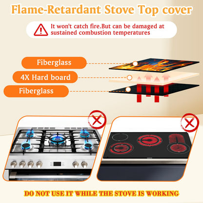 Acellegic Full-Edge Fireproof Gas Stove Top Covers Foldable Waterproof Anti Dust for Kitchen Gas Burners, Washable Stove Guard Top Protector(20 x 24 Inch)
