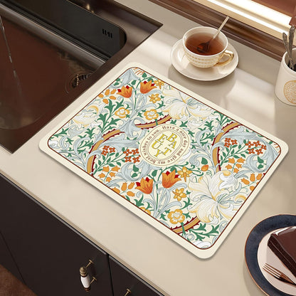 Dish Drying Mats for Kitchen Counter Decor, 16"*24" Heat Resistant Draining Mat for Sink Storage and Bathroom Countertop