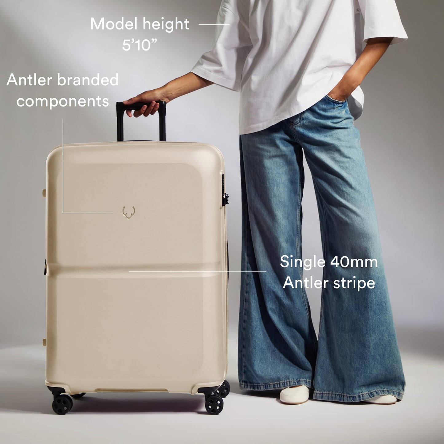 ANTLER - Single Stripe Hardside Luggage 32 Inch Large Suitcase - Durable, Lightweight & Expandable, 4 Spinner Wheels - Adjustable Handle, TSA Lock - Wheat Beige