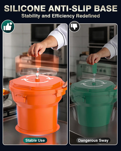 WantJoin Commercial Salad Spinner - 2 Gallon Salad Dryer w/Silicone Anti-slip Mat & Draining Hose, 10Qt Manual Salad Spinner for 3 Heads of Lettuce Spinner Large for Catering