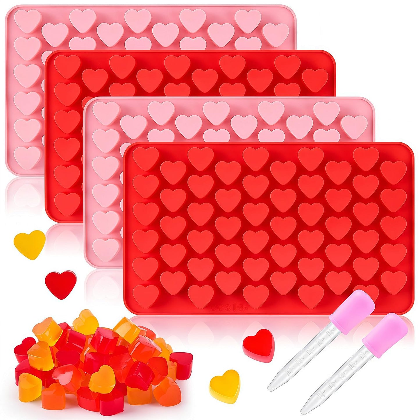 JOERSH Heart Candy Molds Silicone Molds for Hard Candy, Gummy, Chocolate, Ice Cube, Caramel, Jelly, 220 Cavities